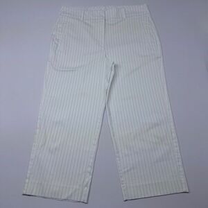 🔴 Chico's Pants White Pinstripe Wide Leg Cropped Womens Size 2R